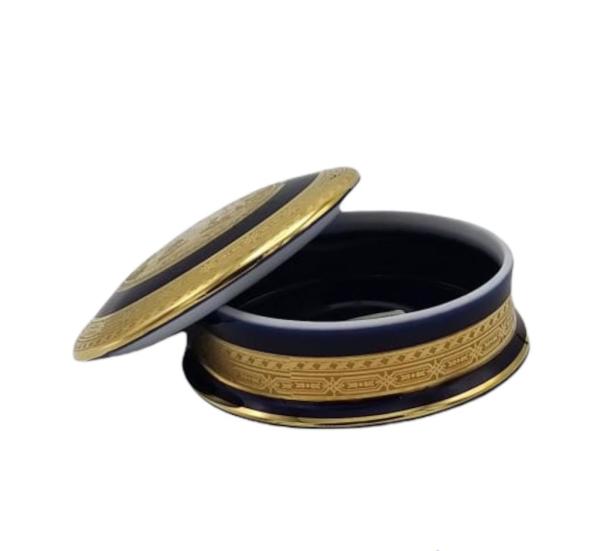 LİMOGES KAPAKLI OBJE LACİVERT ÇAP 10 CM