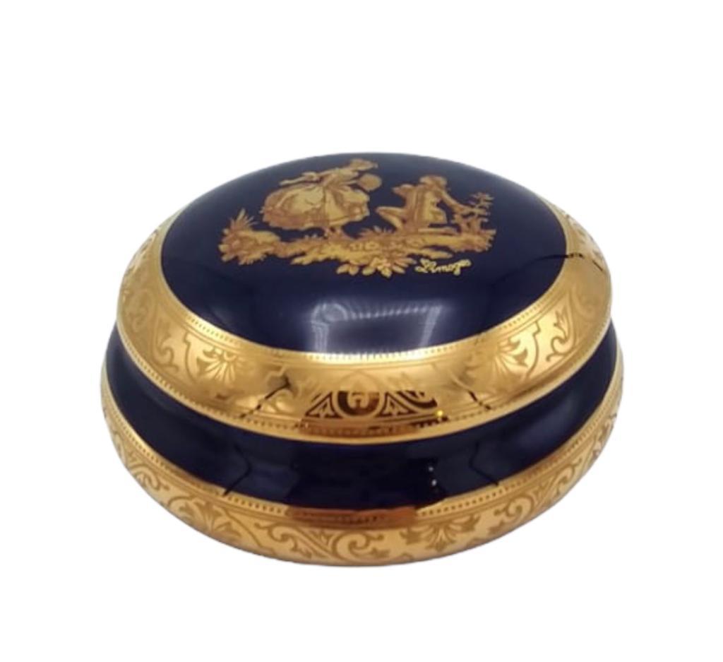 LİMOGES KAPAKLI OBJE LACİVERT 10,5 CM