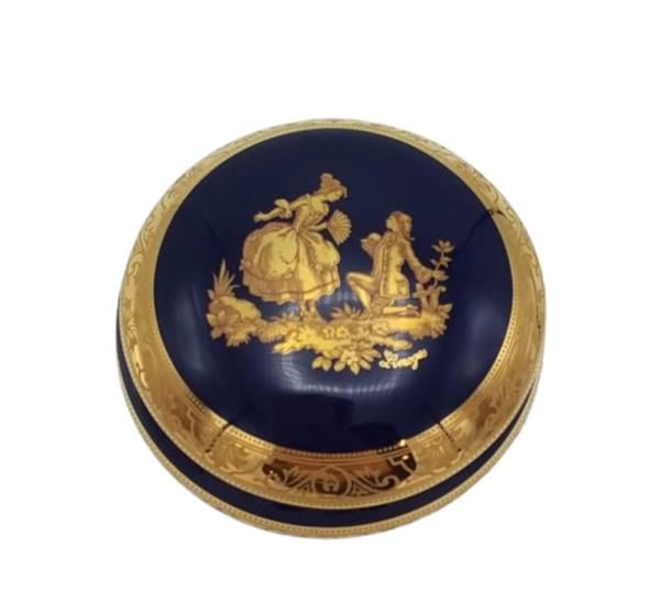 LİMOGES KAPAKLI OBJE LACİVERT 10,5 CM