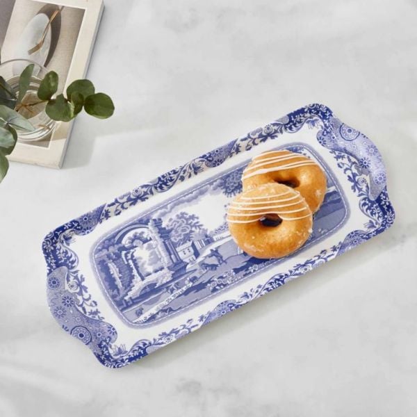 Spode Blue Italian Küçük Melamin Sandviç Tepsisi 29,2 cm