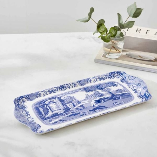 Spode Blue Italian Küçük Melamin Sandviç Tepsisi 29,2 cm