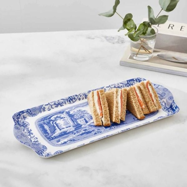 Spode Blue Italian Küçük Melamin Sandviç Tepsisi 29,2 cm