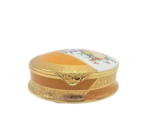 LİMOGES PORSELEN KUTU SARI 15 CM