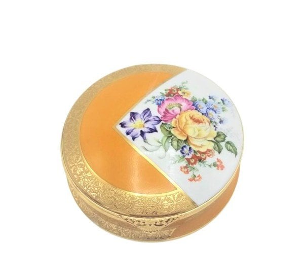 LİMOGES PORSELEN KUTU SARI 15 CM