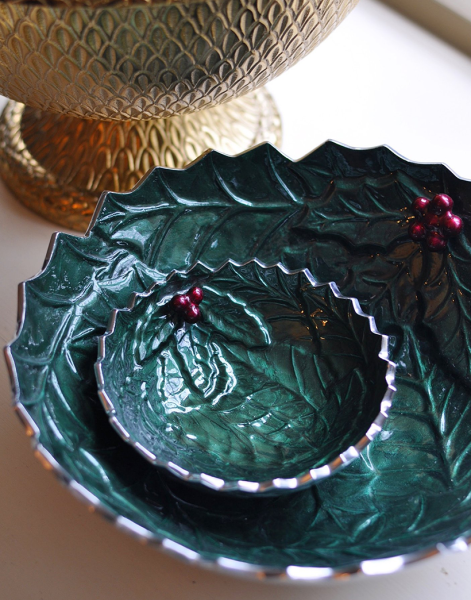 Julia Knight Holly Sprig 5.5'' 16 cm. Yuvarlak Kase Emerald