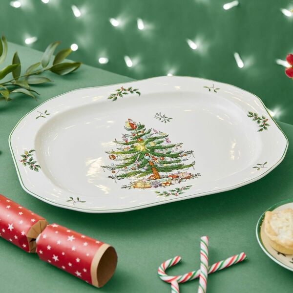 SPODE CHRISTMAS TREE SCULPTED OVAL SERVİS 35 CM