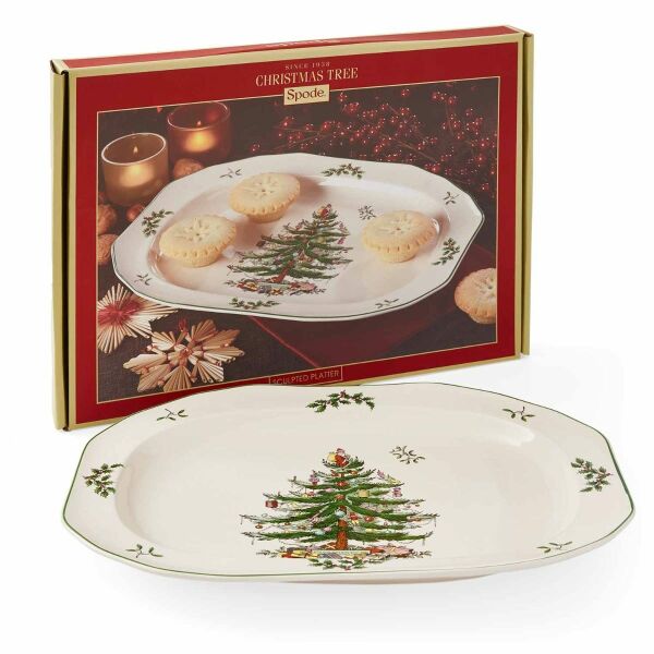 SPODE CHRISTMAS TREE SCULPTED OVAL SERVİS 35 CM
