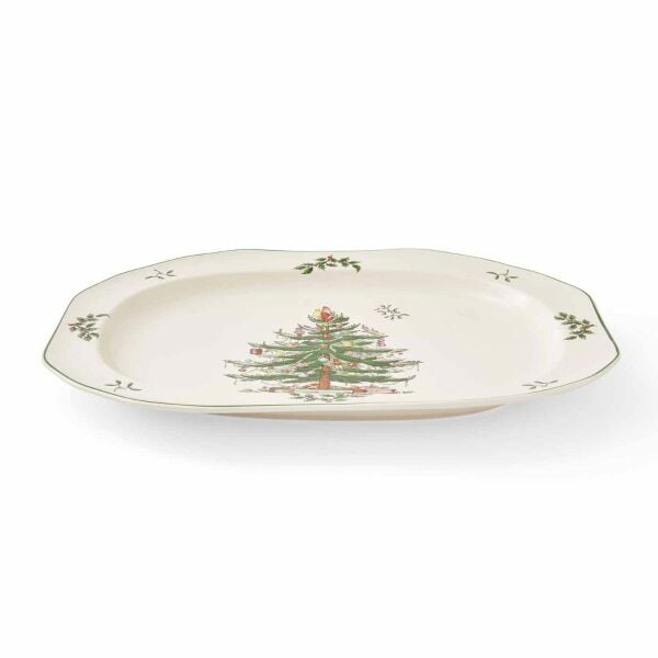SPODE CHRISTMAS TREE SCULPTED OVAL SERVİS 35 CM