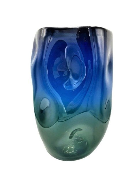 ALEXA LIXFELD TASARIM  OKYANUS MAVİ EL YAPIMI CAM VAZO H:43 CM