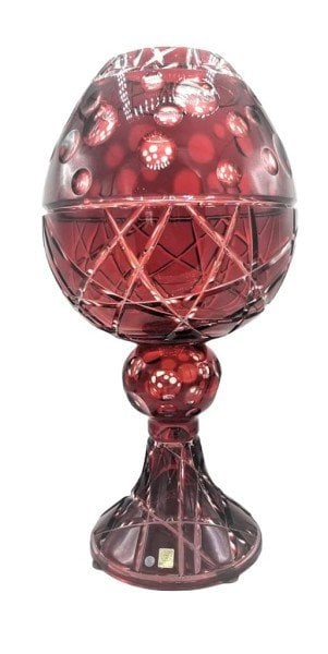 CAESAR KRİSTAL-KIRMIZI, YUVARLAK PUANLI 53 CM. VAZO