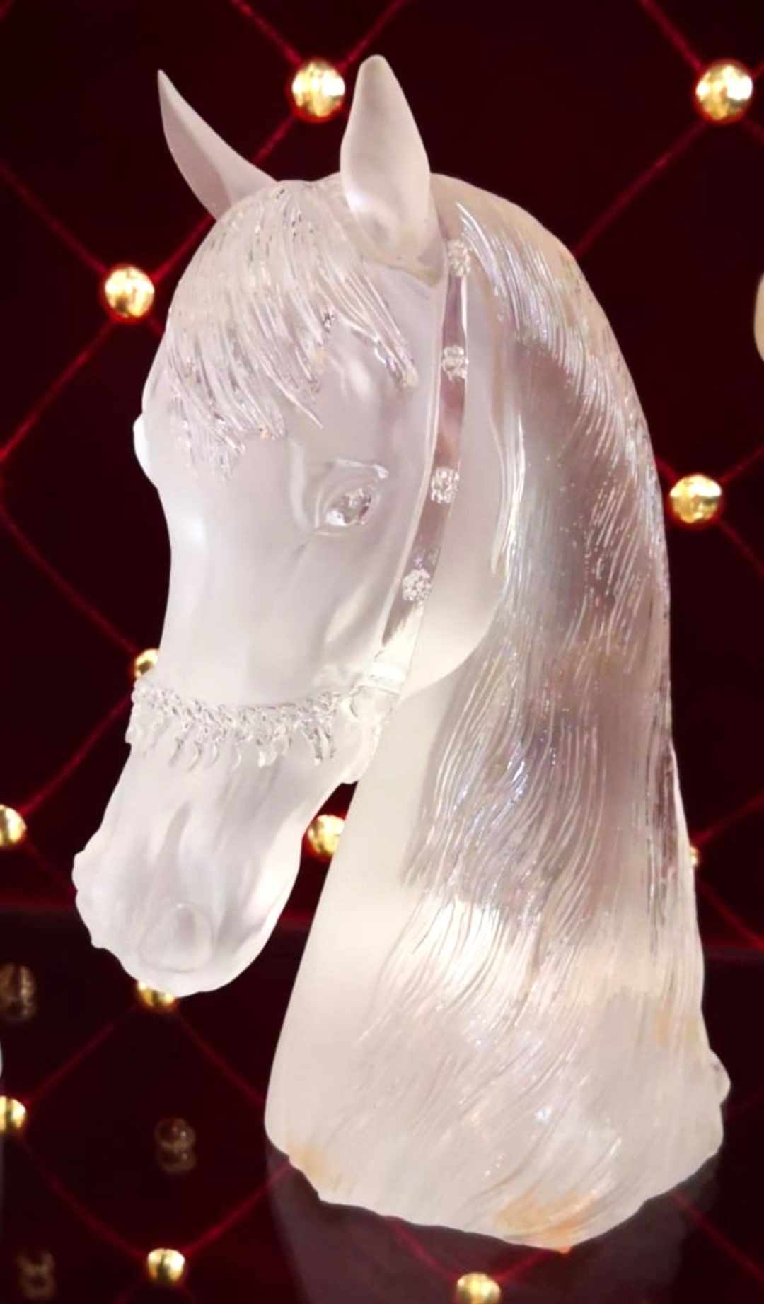 CRISTAL DE PARIS -EL YAPIMI KRİSTAL AT BÜSTÜ-H:27 CM.