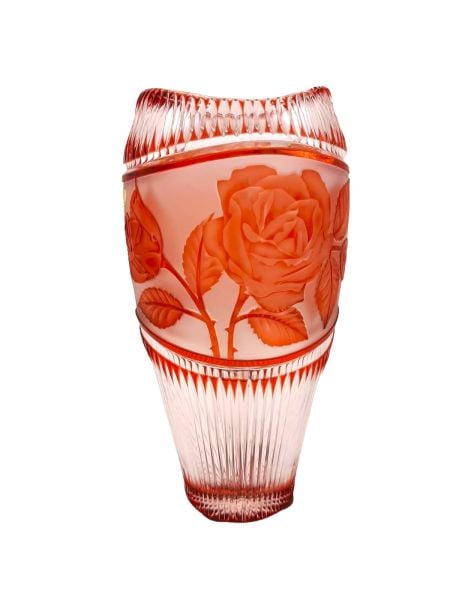 CAESAR- KRİSTAK VAZO GÜL DESENLİ KIRMIZI