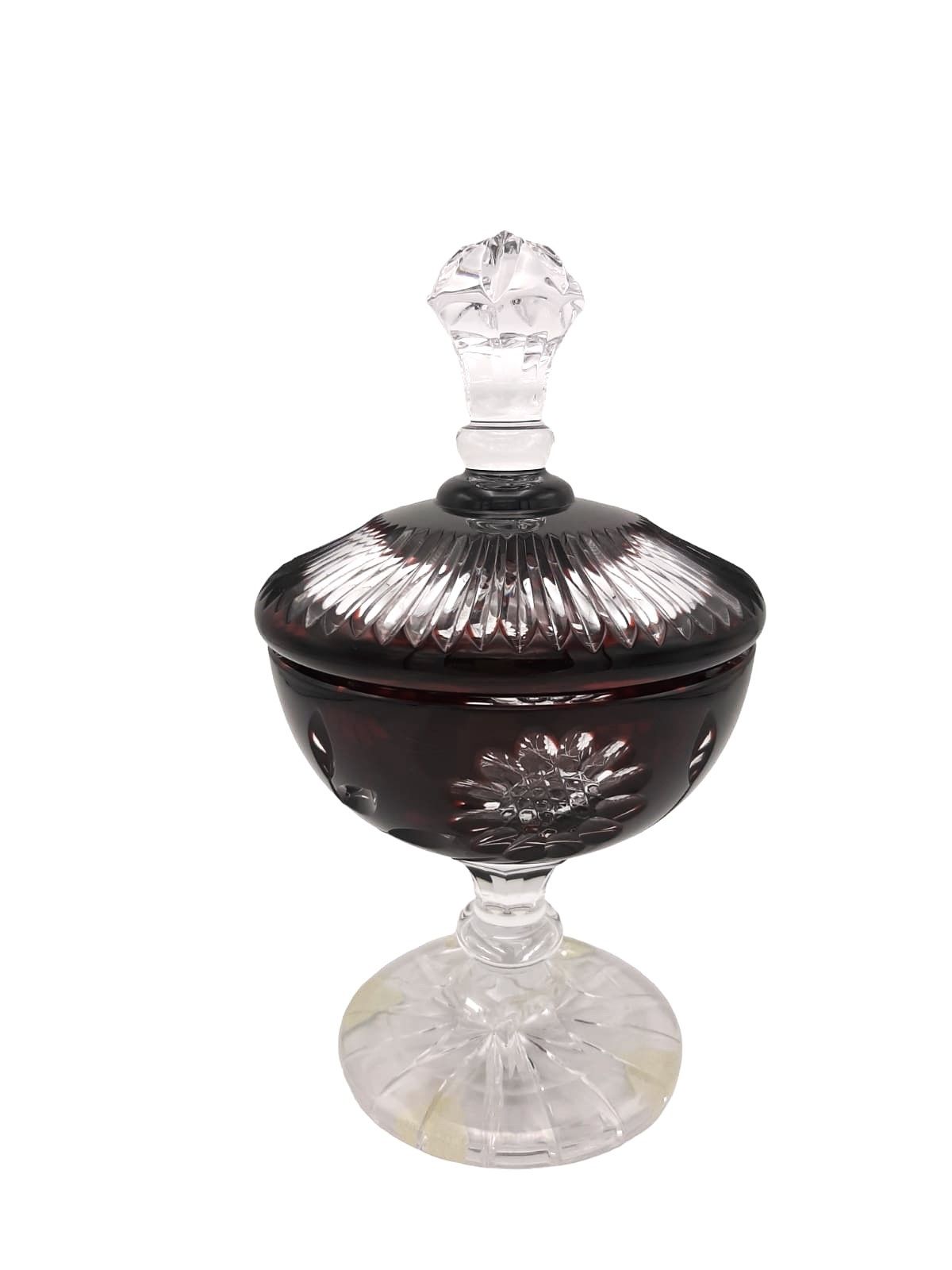 CAESAR- AYAKLI KRİSTAL KAPAKLI ŞEKERLİK- BORDO RENKTE