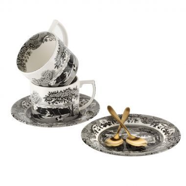 SPODE BLACK ITALIAN ÇAY FİNCANI + TABAK (TEKLİ)
