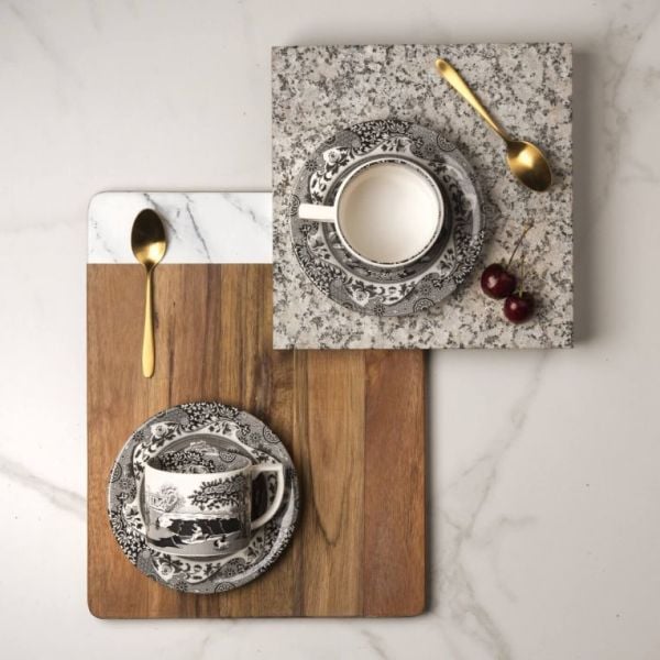 SPODE BLACK ITALIAN 2 Lİ ÇAY FİNCANI,KAŞIKLI