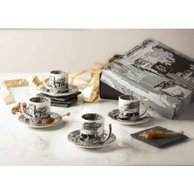 SPODE BLACK ITALIAN TÜRK KAHVE FİNCANI