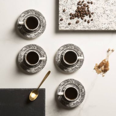 SPODE BLACK ITALIAN TÜRK KAHVE FİNCANI