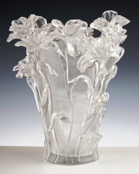 Cristal De Paris Çiçekli Şeffaf Vazo 30 cm