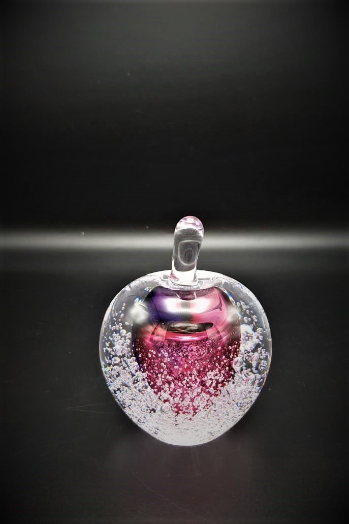 GLASS REMIS CAM OBJE PEMBE ELMA H: 12 CM
