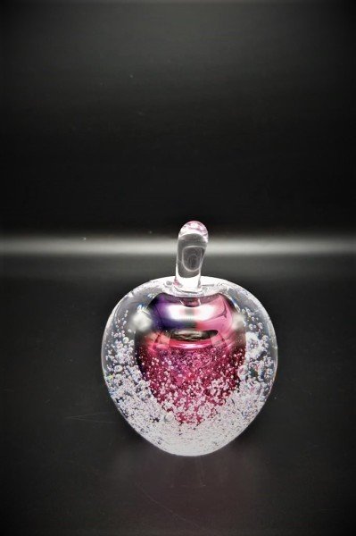 GLASS REMIS CAM OBJE PEMBE ELMA H: 12 CM