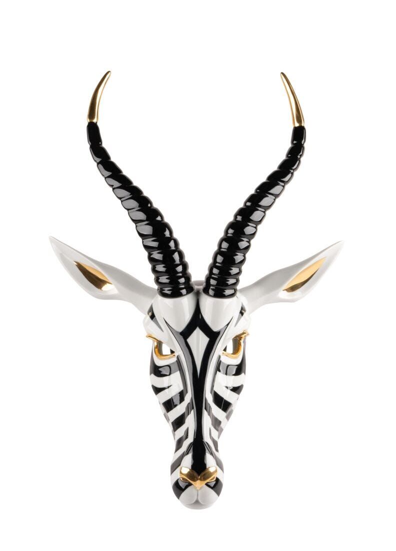 Lladro Antilope Mask Siyah ve Altın Maske 57 cm