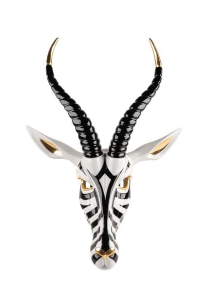 Lladro Antilope Mask Siyah ve Altın Maske 57 cm