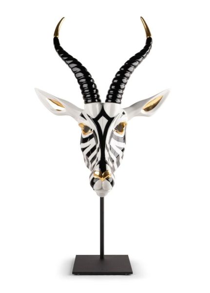 Lladro Antilope Mask Siyah ve Altın Maske 57 cm