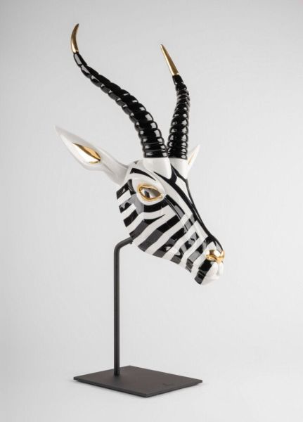 Lladro Antilope Mask Siyah ve Altın Maske 57 cm