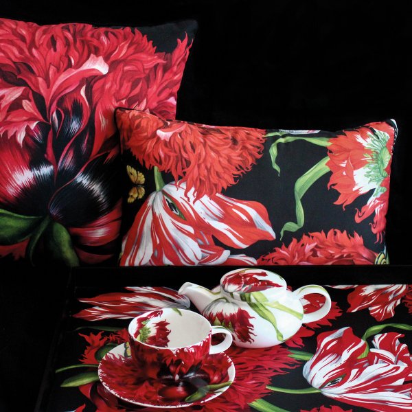 TAITÙ MILANO  EMOTION AHŞAP TEPSİ 66X45CM KIRMIZI ÇİÇEK