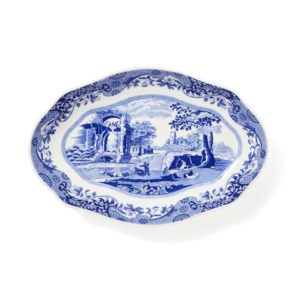 BLUE ITALIAN OVAL SERVİS 22CM YENİ!