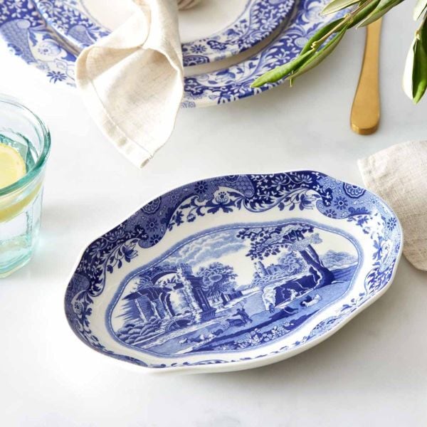 BLUE ITALIAN OVAL SERVİS 22CM YENİ!