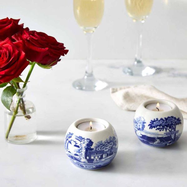 SPODE BLUE ITALIAN TEALIGHT HOLDER 2' Lİ (MUMLUK)