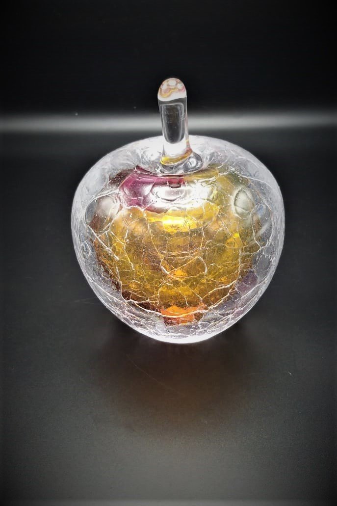 GLASS REMIS CAM OBJE SARI KIRMIZI OBJE H: 15CM
