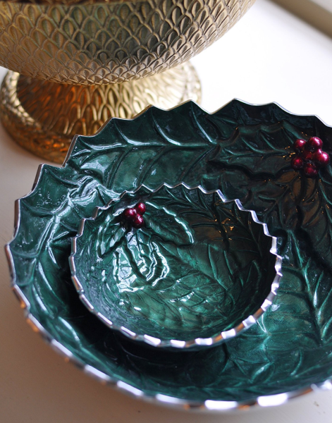 Julia Knight Holly Sprig 30 cm Kase Emerald
