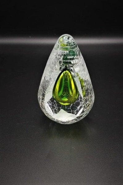 GLASS REMIS CAM OBJE YEŞİL SARI H:12,5 CM.