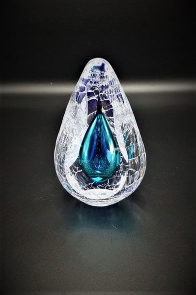 GLASS REMIS CAM OBJE MAVİ 13CM