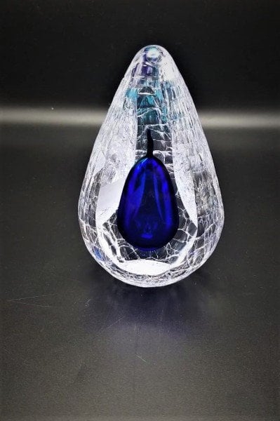 GLASS REMIS CAM OBJE LACİVERT H:1 5,5 CM