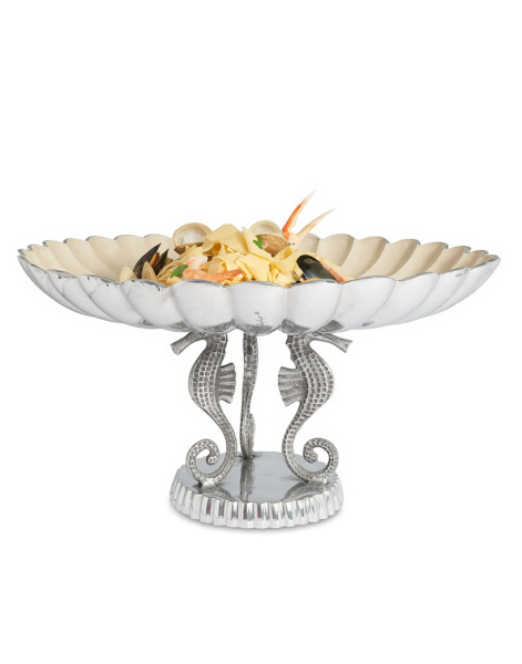 Julia Knight Sea Horse 50 cm Pedestal Kase Snow