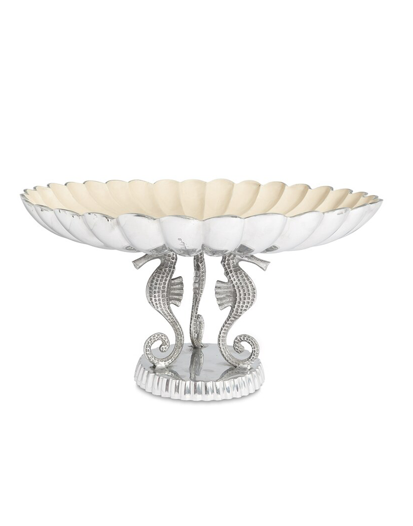 Julia Knight Sea Horse 50 cm Pedestal Kase Snow