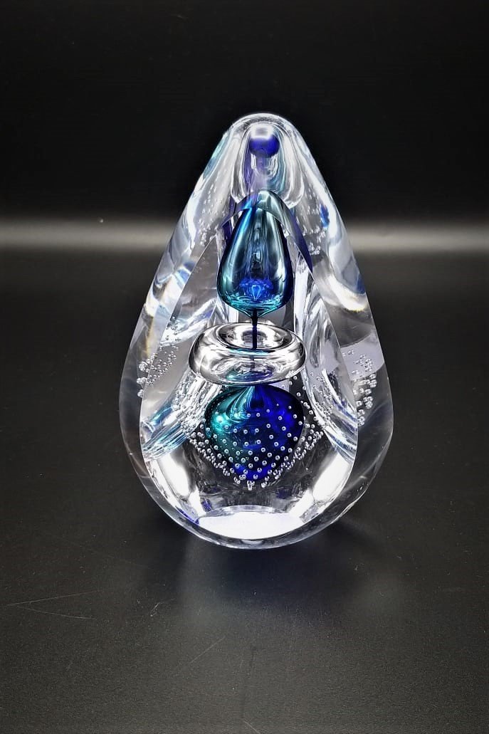 GLASS REMIS CAM OBJE MAVİ LACİVERT 13CM