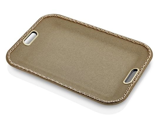 Gold Zincirli Dikdörtgen Sütlü Kahve Tepsi