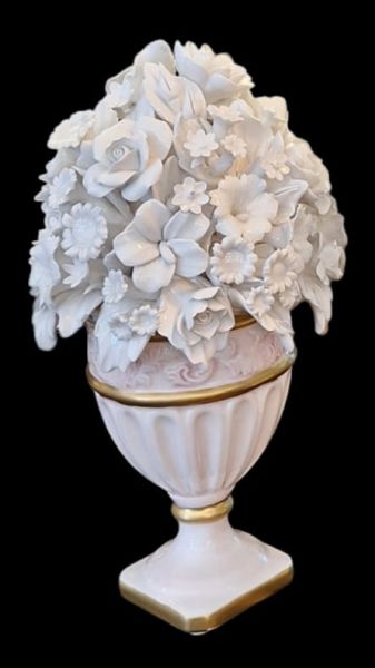 I BORBONE PINK VASE WITH WHITE FLOWERS 38CM