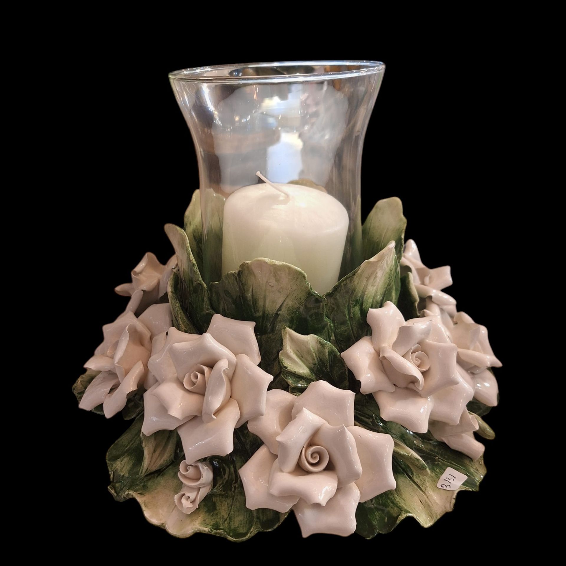 I BORBONE- BEYAZ GÜLLÜ ŞAMDAN -ROSES HURRICANE