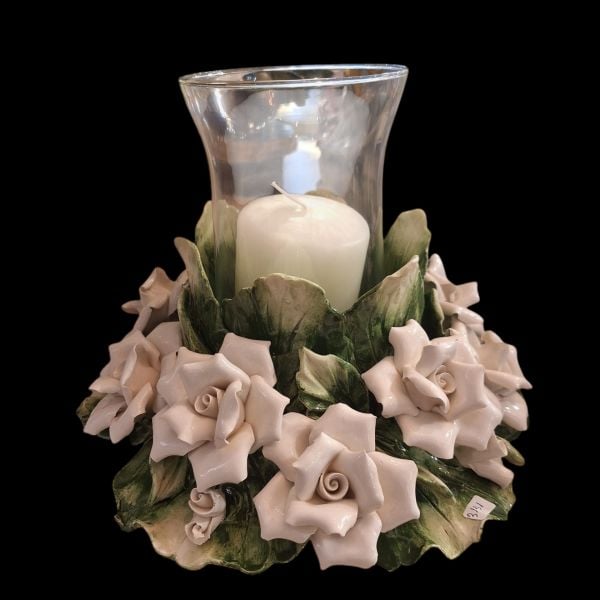 I BORBONE- BEYAZ GÜLLÜ ŞAMDAN -ROSES HURRICANE