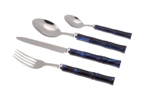 RİVA DOSSİ BAMBOO MODEL -MAVİ 6 KİŞİLİK 24 PARÇA ÇATAL BIÇAK TAKIMI