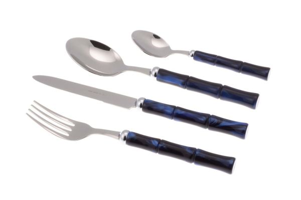 RİVA DOSSİ BAMBOO MODEL -MAVİ 6 KİŞİLİK 24 PARÇA ÇATAL BIÇAK TAKIMI