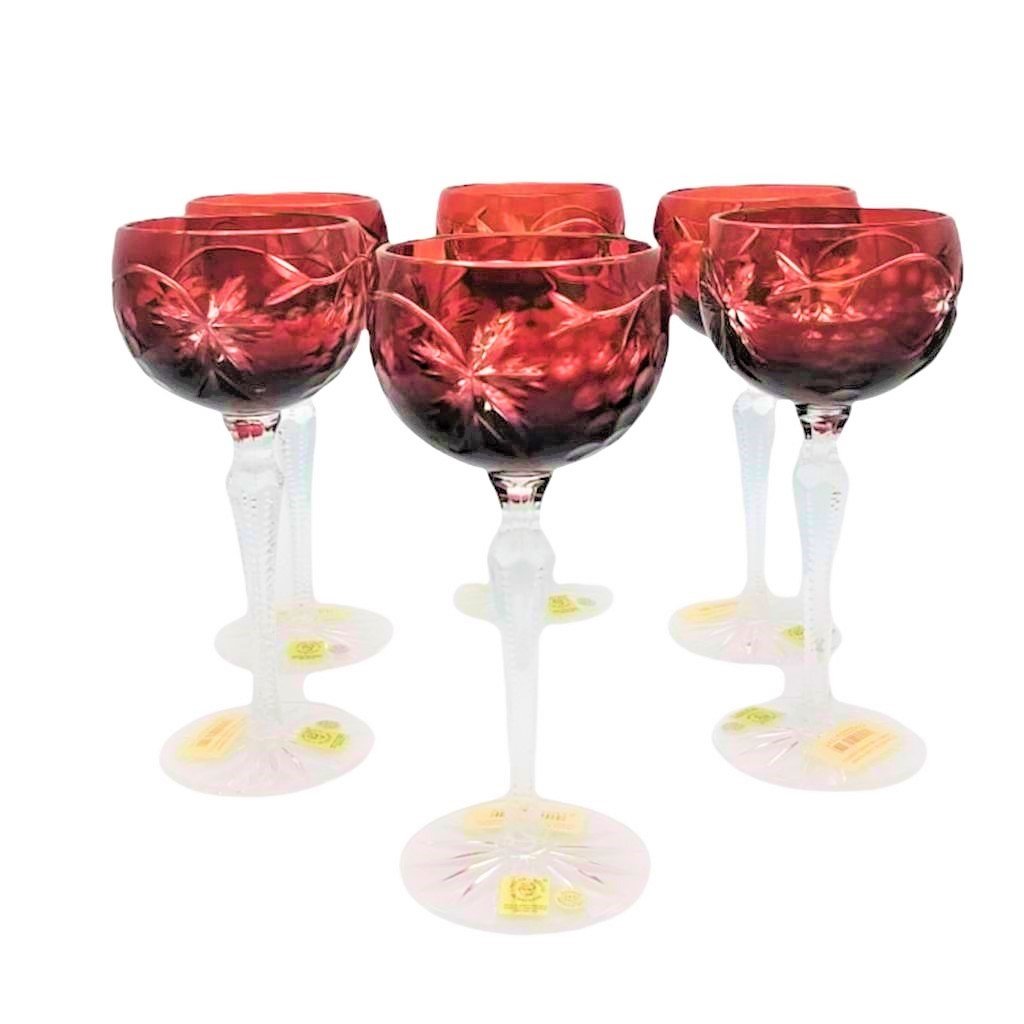 CAESAR ÜZÜM DESENLİ KIRMIZI KRİSTAL KADEH 6 LI