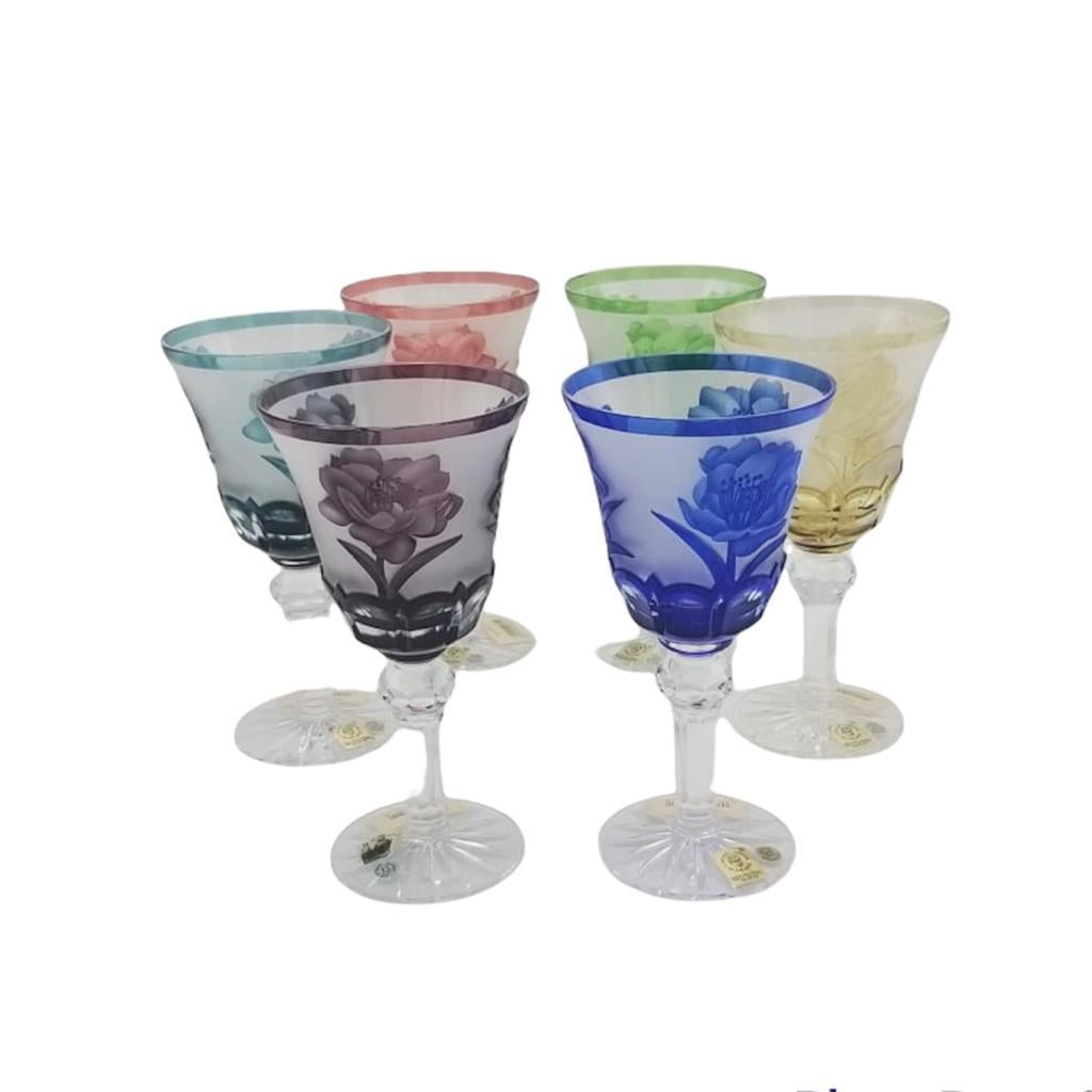CAESAR KRİSTAL KADEH 6 RENK GÜL DESENLİ