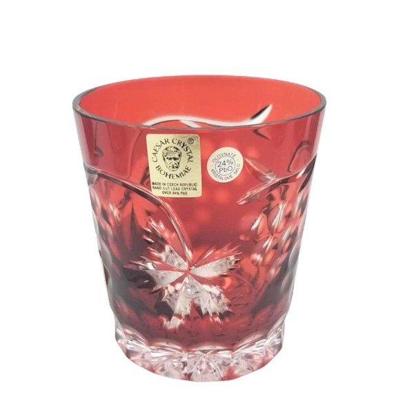 CAESAR KRİSTAL VİSKİ / SU BARDAĞI ÜZÜM DESENLİ KIRMIZI 6 LI