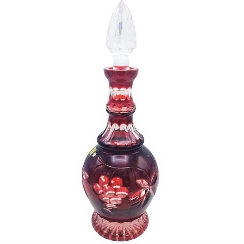 CAESAR- KRİSTAL KAPAKLI ŞİŞE ÜZÜM DESENLİ KIRMIZI